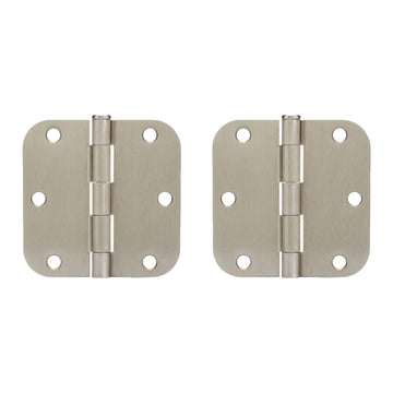 Image Of Door Hinges -  Plain Bearing -  3 1/2 In. X 3 1/2 In. X 5/8 In. Radius -  2 Pack - Satin Nickel Finish - Harney Hardware