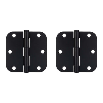 Image Of Door Hinges -  Plain Bearing -  3 1/2 In. X 3 1/2 In. X 5/8 In. Radius -  2 Pack - Matte Black Finish - Harney Hardware