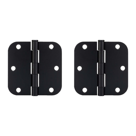 Image Of Door Hinges -  Plain Bearing -  3 1/2 In. X 3 1/2 In. X 5/8 In. Radius -  2 Pack - Matte Black Finish - Harney Hardware