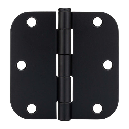 Image Of Door Hinges -  Plain Bearing -  3 1/2 In. X 3 1/2 In. X 5/8 In. Radius -  2 Pack - Matte Black Finish - Harney Hardware