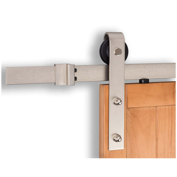 Image Of Barn Door Hardware -  Standard Kit -  72 In. - Satin Nickel Finish - Harney Hardware