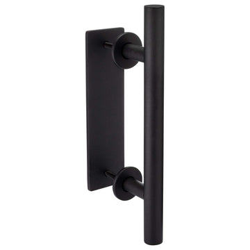 Image Of Barn Door Bar Pull With Flush Interior Finger Grip - Matte Black Finish - Harney Hardware