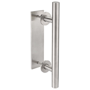Image Of Barn Door Bar Pull With Flush Interior Finger Grip - Satin Nickel Finish - Harney Hardware