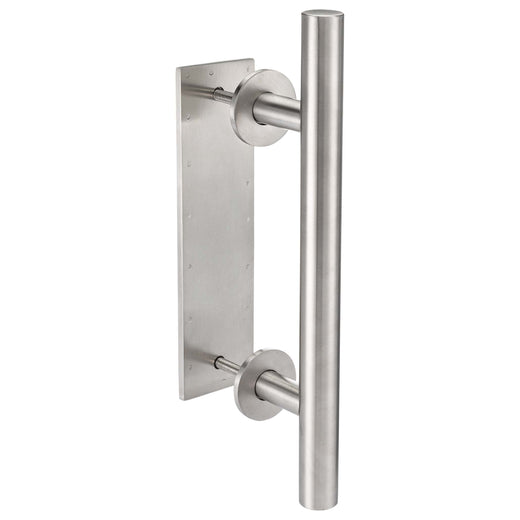 Image Of Barn Door Bar Pull With Flush Interior Finger Grip - Satin Nickel Finish - Harney Hardware