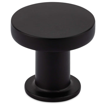 Image Of Cabinet Knob -  Contemporary Round -  1 3/16 In. Diameter - Matte Black Finish - Harney Hardware