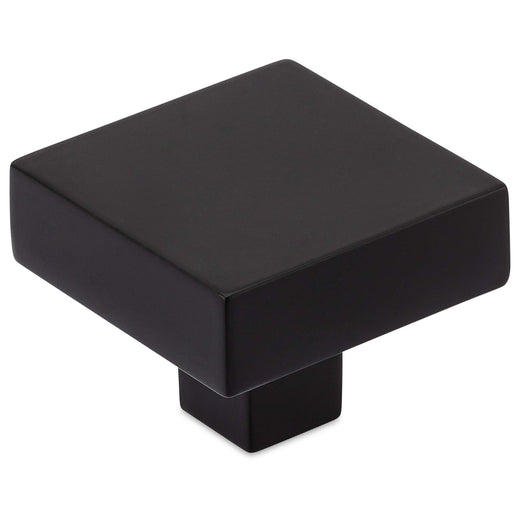 Image Of Cabinet Knob -  Contemporary Square -  1 3/16 In. Wide - Matte Black Finish - Harney Hardware