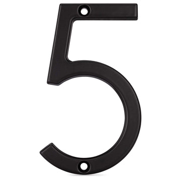 Image Of 4 In. Contemporary House Number 5 - Matte Black Finish - Harney Hardware
