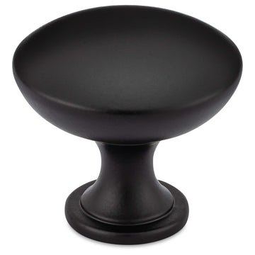 Image Of Cabinet Knob -  Round -  1 1/8 In. Diameter - Matte Black Finish - Harney Hardware