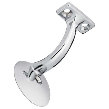 Image Of Handrail Bracket -  Heavy Duty -  Round Wall Mounting Escutcheon -  One Wall Mounting Screw - Chrome Finish - Harney Hardware