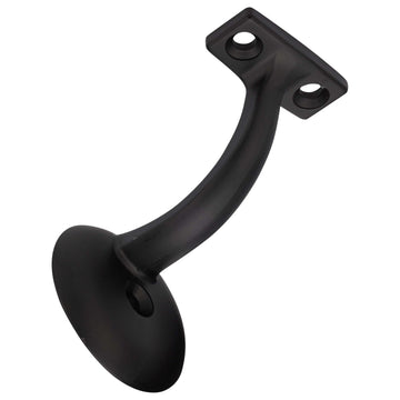 Image Of Handrail Bracket -  Heavy Duty -  Round Wall Mounting Escutcheon -  One Wall Mounting Screw - Matte Black Finish - Harney Hardware