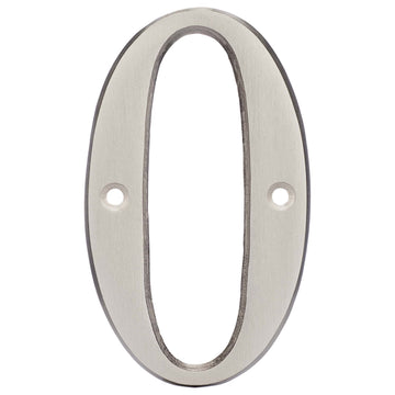 Image Of 4 In. House Number 0 -  Solid Brass - Satin Nickel Finish - Harney Hardware