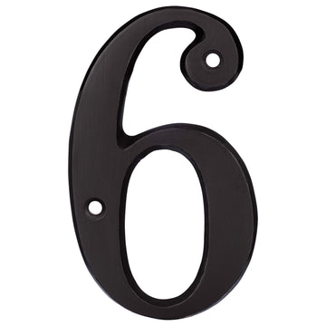 Image Of 4 In. House Number 6 -  Solid Brass - Oil Rubbed Bronze Finish - Harney Hardware