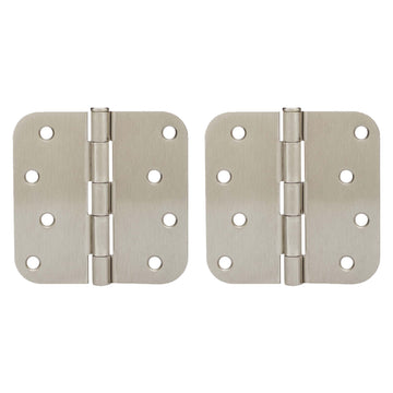 Image Of Door Hinges -  Plain Bearing -  4 In. X 4 In. X 5/8 In. Radius -  2 Pack - Satin Nickel Finish - Harney Hardware