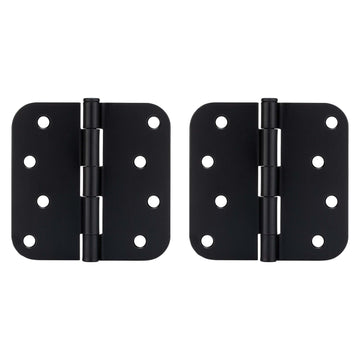 Image Of Door Hinges -  Plain Bearing -  4 In. X 4 In. X 5/8 In. Radius -  2 Pack - Matte Black Finish - Harney Hardware