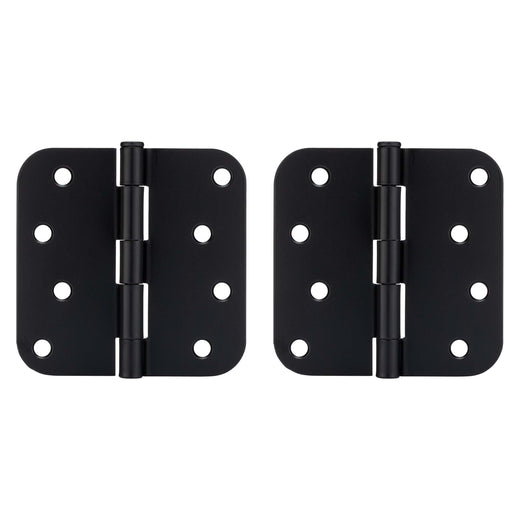 Image Of Door Hinges -  Plain Bearing -  4 In. X 4 In. X 5/8 In. Radius -  2 Pack - Matte Black Finish - Harney Hardware