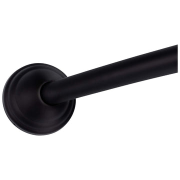 Image Of Curved Shower Rod -  Stainless Steel -  Adjustable Length 5 To 6 Ft. - Matte Black Finish - Harney Hardware