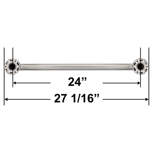 Image Of Bathroom Grab Bar -  Decorative -  Dome Escutcheon -  24 In. X 1 1/4 In. - Satin Stainless Steel Finish - Harney Hardware
