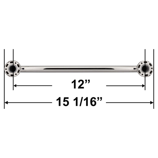 Image Of Bathroom Grab Bar -  Decorative -  Dome Escutcheon -  12 In. X 1 1/4 In. - Polished Stainless Steel Finish - Harney Hardware