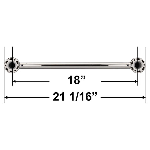 Image Of Bathroom Grab Bar -  Decorative -  Dome Escutcheon -  18 In. X 1 1/4 In. - Polished Stainless Steel Finish - Harney Hardware