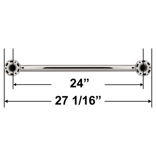 Image Of Bathroom Grab Bar -  Decorative -  Dome Escutcheon -  24 In. X 1 1/4 In. - Polished Stainless Steel Finish - Harney Hardware