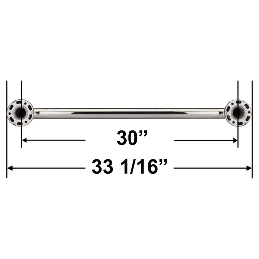 Image Of Bathroom Grab Bar -  Decorative -  Dome Escutcheon -  30 In. X 1 1/4 In. - Polished Stainless Steel Finish - Harney Hardware