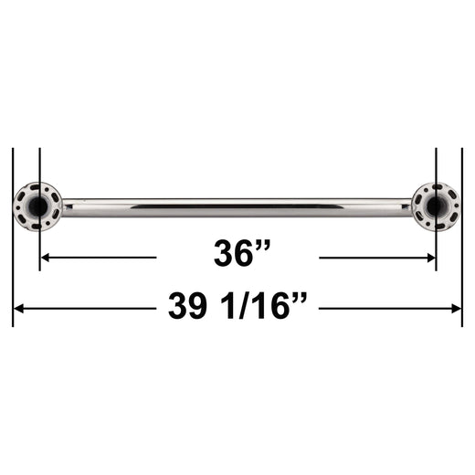 Image Of Bathroom Grab Bar -  Decorative -  Dome Escutcheon -  36 In. X 1 1/4 In. - Polished Stainless Steel Finish - Harney Hardware