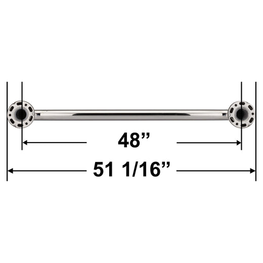 Image Of Bathroom Grab Bar -  Decorative -  Dome Escutcheon -  48 In. X 1 1/4 In. - Polished Stainless Steel Finish - Harney Hardware