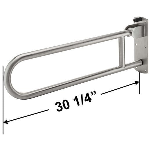 Image Of Bathroom Swing Up Grab Bar -  Peened Surface -  30 In. X 1 1/4 In. - Satin Stainless Steel Finish - Harney Hardware