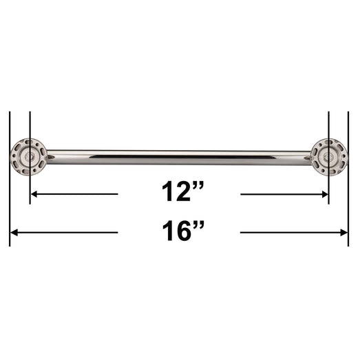 Image Of Bathroom Grab Bar -  Contemporary -  Round Escutcheon -  12 In. X 1 1/4 In. - Polished Stainless Steel Finish - Harney Hardware