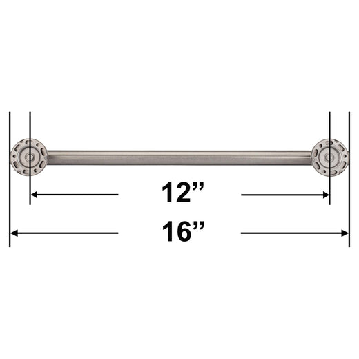 Image Of Bathroom Grab Bar -  Contemporary -  Round Escutcheon -  12 In. X 1 1/4 In. - Satin Stainless Steel Finish - Harney Hardware
