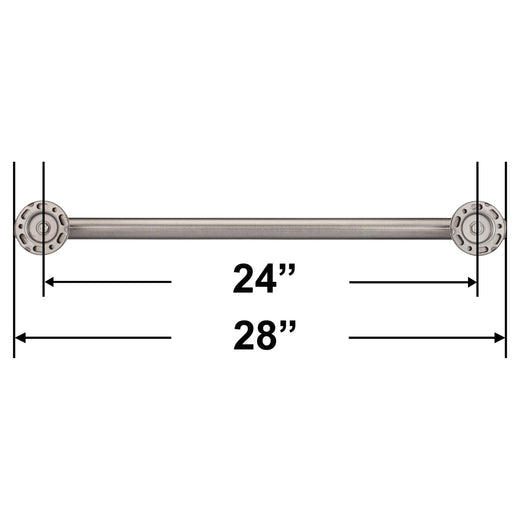 Image Of Bathroom Grab Bar -  Contemporary -  Round Escutcheon -  24 In. X 1 1/4 In. - Satin Stainless Steel Finish - Harney Hardware