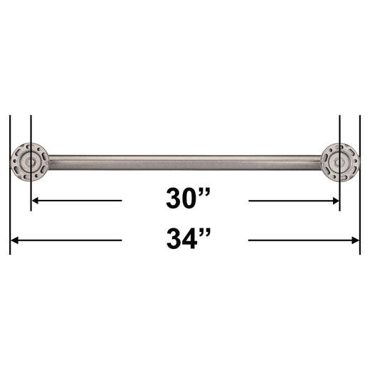 Image Of Bathroom Grab Bar -  Contemporary -  Round Escutcheon -  30 In. X 1 1/4 In. - Satin Stainless Steel Finish - Harney Hardware
