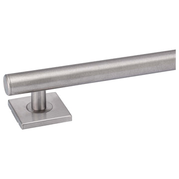 Image Of Bathroom Grab Bar -  Contemporary -  Square Escutcheon -  12 In. X 1 1/4 In. - Satin Stainless Steel Finish - Harney Hardware