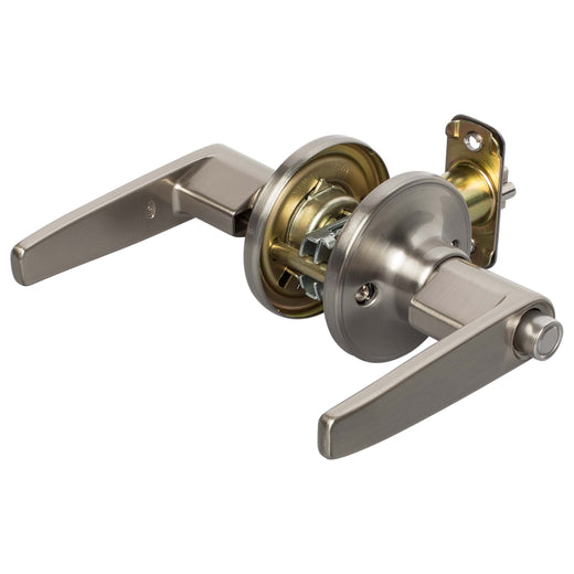 Image Of Door Lever Set Keyed / Entry Function Electra Collection - Satin Nickel Finish - Harney Hardware