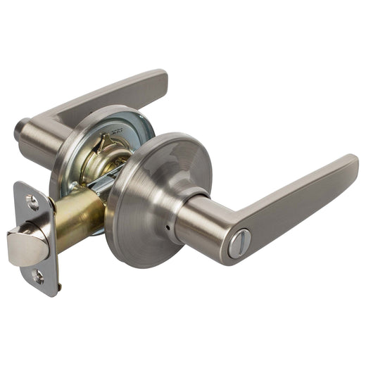 Image Of Door Lever Set Bed / Bath / Privacy Function Electra Collection - Satin Nickel Finish - Harney Hardware