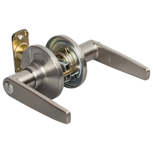 Image Of Door Lever Set Bed / Bath / Privacy Function Electra Collection - Satin Nickel Finish - Harney Hardware