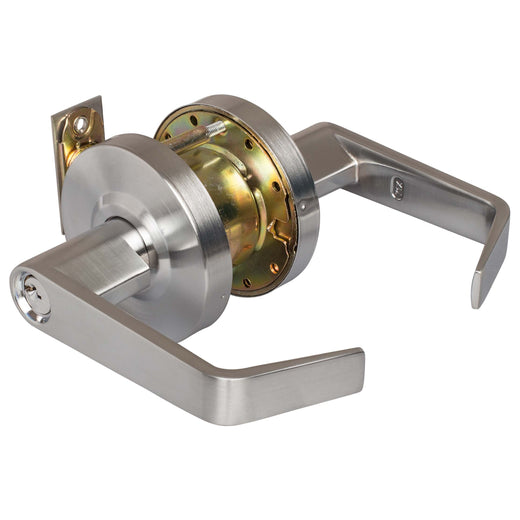 Image Of Commercial Door Lever Set Keyed / Entry Function -  UL Fire Rated -  ANSI 2 -  Vigilant Collection - Satin Chrome Finish - Harney Hardware