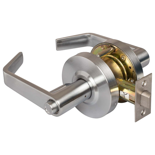 Image Of Commercial Door Lever Set Bed / Bath / Privacy Function -  UL Fire Rated -  ANSI 2 -  Vigilant Collection - Satin Chrome Finish - Harney Hardware