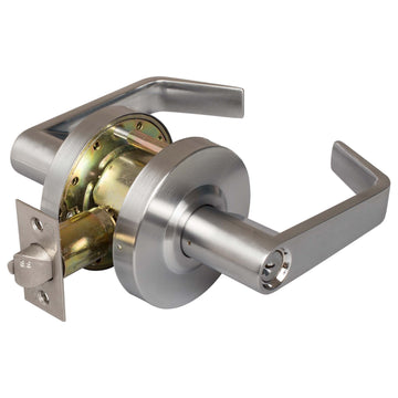 Image Of Commercial Door Lever Set Storeroom / Keyed Function -  UL Fire Rated -  ANSI 2 -  Vigilant Collection - Satin Chrome Finish - Harney Hardware