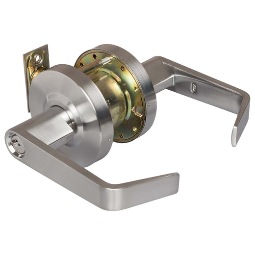 Image Of Commercial Door Lever Set Storeroom / Keyed Function -  UL Fire Rated -  ANSI 2 -  Vigilant Collection - Satin Chrome Finish - Harney Hardware
