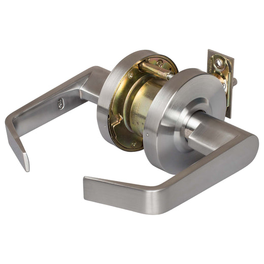 Image Of Commercial Door Lever Set Storeroom / Keyed Function -  UL Fire Rated -  ANSI 2 -  Vigilant Collection - Satin Chrome Finish - Harney Hardware