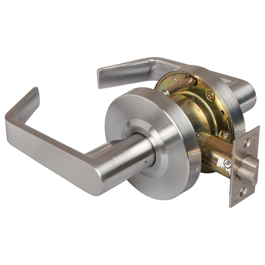 Image Of Commercial Door Lever Set Storeroom / Keyed Function -  UL Fire Rated -  ANSI 2 -  Vigilant Collection - Satin Chrome Finish - Harney Hardware