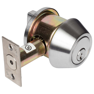 Image Of Commercial Deadbolt Single Cylinder -  UL Fire Rated -  ANSI 2 Function -  UL Fire Rated -  ANSI 2 -  Vigilant Collection - Satin Chrome Finish - Harney Hardware