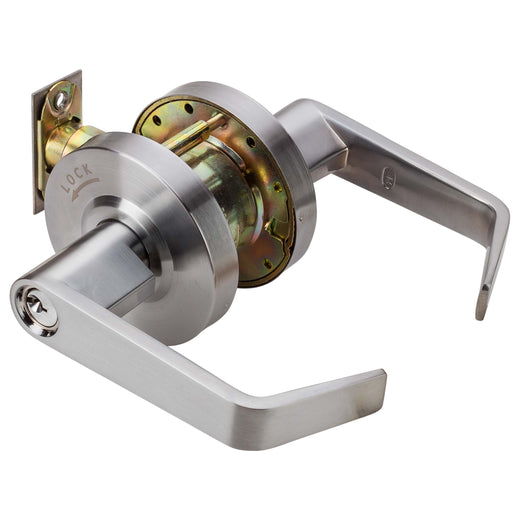 Image Of Commercial Door Lever Set Intruder Classroom / Keyed Function -  UL Fire Rated -  ANSI 2 -  Vigilant Collection - Satin Chrome Finish - Harney Hardware