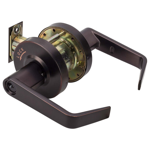 Image Of Commercial Door Lever Set Intruder Classroom / Keyed Function -  UL Fire Rated -  ANSI 2 -  Vigilant Collection - Oil Rubbed Bronze Finish - Harney Hardware