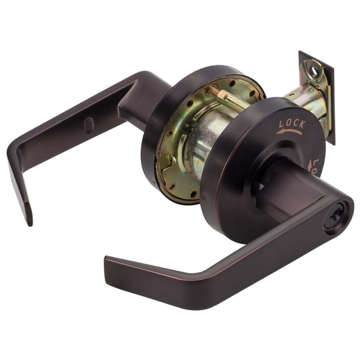 Image Of Commercial Door Lever Set Intruder Classroom / Keyed Function -  UL Fire Rated -  ANSI 2 -  Vigilant Collection - Oil Rubbed Bronze Finish - Harney Hardware