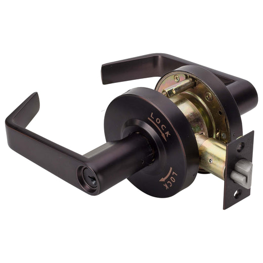 Image Of Commercial Door Lever Set Intruder Classroom / Keyed Function -  UL Fire Rated -  ANSI 2 -  Vigilant Collection - Oil Rubbed Bronze Finish - Harney Hardware