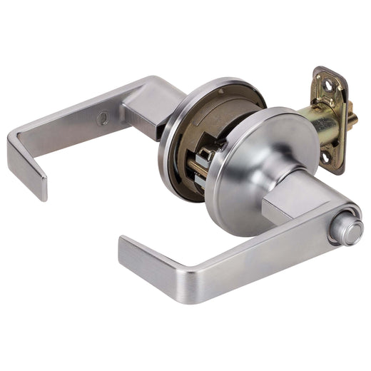 Image Of Commercial Door Lever Set Keyed / Entry Function -  UL Fire Rated -  ANSI 2 -  Atlas Collection - Satin Chrome Finish - Harney Hardware