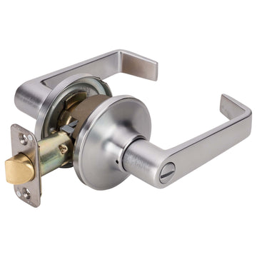 Image Of Commercial Door Lever Set Bed / Bath / Privacy Function -  UL Fire Rated -  ANSI 2 -  Atlas Collection - Satin Chrome Finish - Harney Hardware