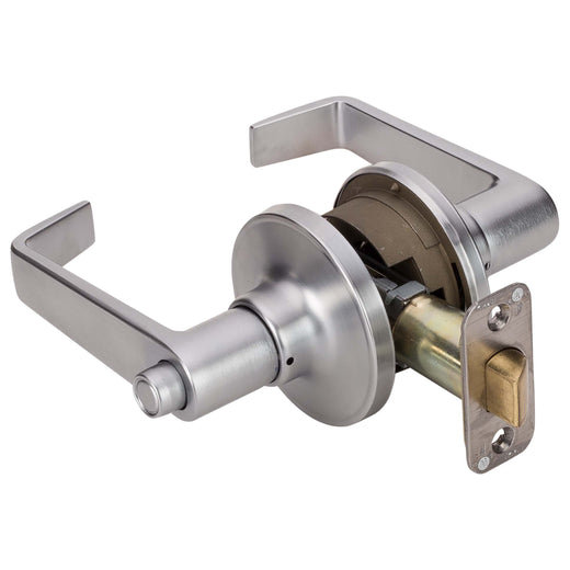 Image Of Commercial Door Lever Set Bed / Bath / Privacy Function -  UL Fire Rated -  ANSI 2 -  Atlas Collection - Satin Chrome Finish - Harney Hardware